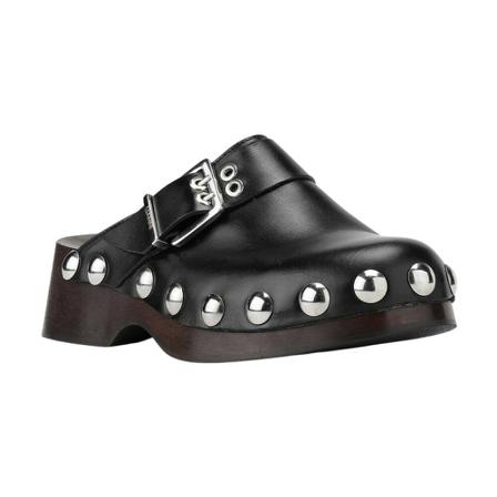 Ganni, Retro Leather Clogs Zwart, Dames, Maat:41 EU