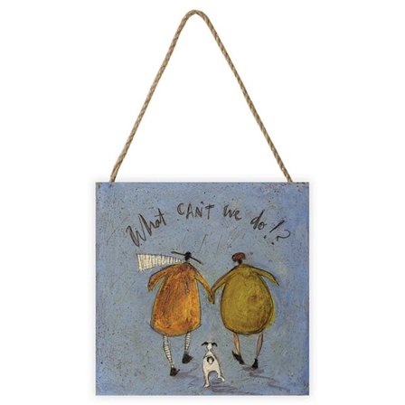 Sam Toft Vad kan vi inte göra!? Träblock 20cm x 20cm x 2.7cm Blå