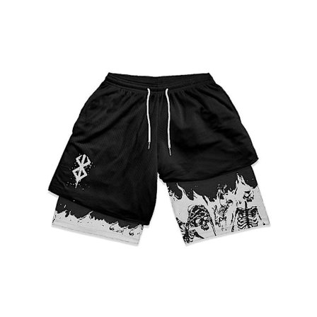 Anime Gym Shorts Herr Dam Berserk Manga 3d Print 2 In 1 Performance Shorts Träning Sommar Quick Dry Compressionshort Byxor