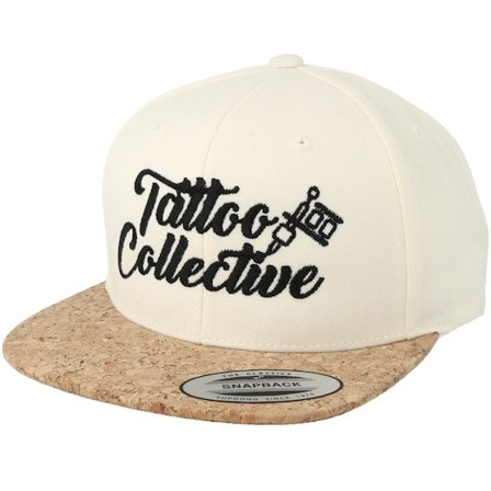 Tattoo Collective - Vit snapback Keps - Logo White/Cork Snapback @ Hatstore
