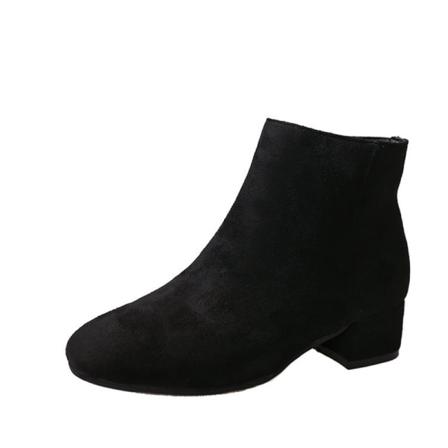 Damsidestövlar Med Dragkedja Faux Mocka Vintage Chunky Heel Bootie