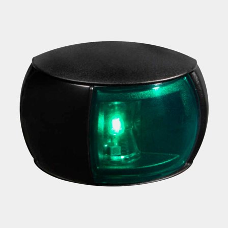 Luz de estribor para montaje lateral Hella Naviled Compact, 0.9 W, 9 - 33 V, 112.5°, plástico/acrílico negro, 71 x 53 x 33 mm, verde, para barcos <20 