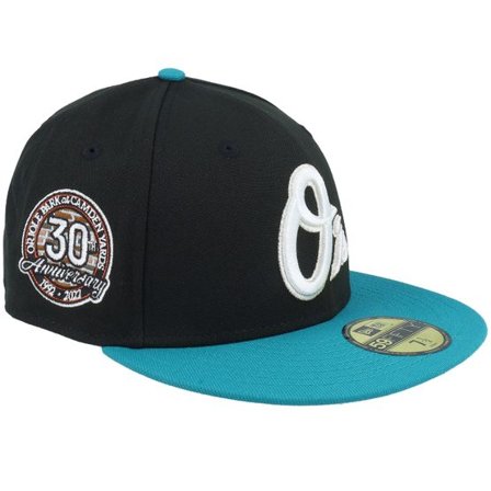New Era - MLB Svart fitted Keps - Baltimore Orioles Dark Wave 59FIFTY 30th Camden Black/Nautic Green Fitted @ Hatstore
