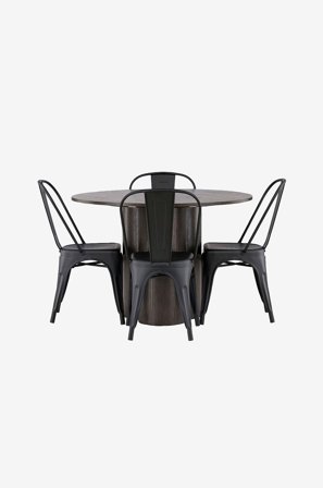Venture Home - Spisegruppe Olivia med 4 spisebordsstole Tempe - Brun - Spisebordssæt 4 personer - Fra Homeroom