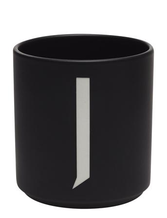 Black Porcelain Cups A-Z Black Design Letters
