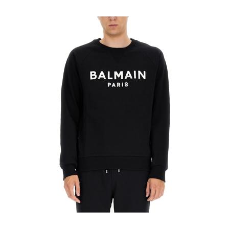 Balmain, Sweatshirt With Logo Print Czarny, Mężczyzna, Rozmiar: S