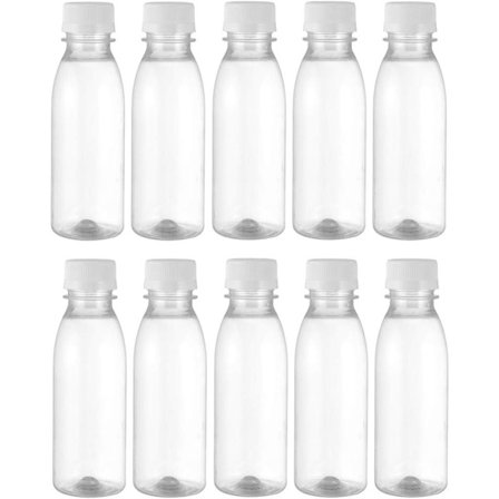 10 stk 250ml Melkeflasker med Lokk Transparente Krukker Plast Juiceflasker Beholdere for Fester Hjem Utendørsreiser