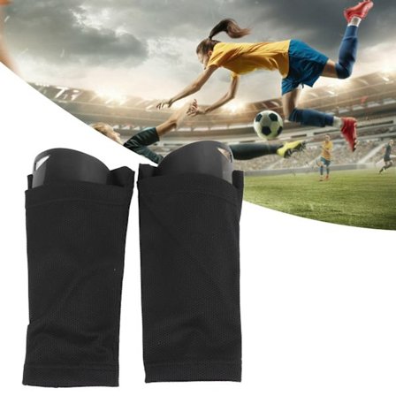 Fodbold Skinnebeskyttere til Voksne Nylon Plastik Skinnebeskyttere Pads med Ærmer Beskyttende Fodboldudstyr til Konkurrencetræning Sort