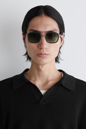 COS Men's Round-Frame Aviator Sunglasses in Green