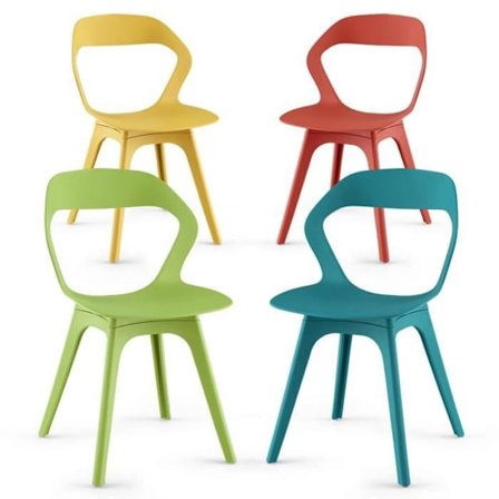 COSTWAY Set med 4 PP matstolar med ryggstöd, halkfria glid, enkel montering, belastning 150 kg, färgad