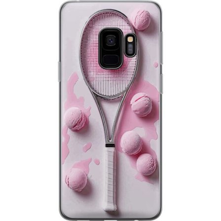 Kompatibel Mobilcover til Samsung Samsung Galaxy S9 Rosa glaskugler og tennisketsjer i et kreativt stillbillede med legende popfølelse og moderne des