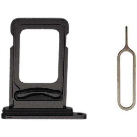 Sim-kortsfackhållare med öppen utmatningsstift för iPhone 11 (6,1 tum) (svart, Dual Sim)