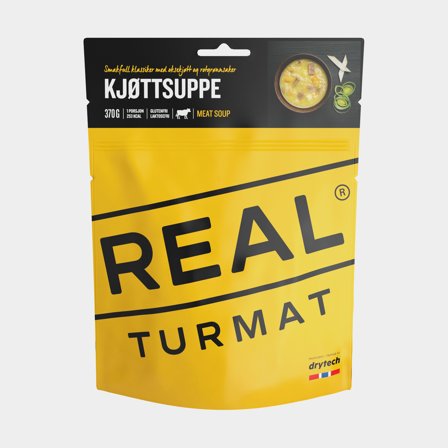 Repas lyophilisé / repas pour le camping Real Turmat Meat Soup / Kjøttsuppe, sans gluten, portion individuelle, 370 g