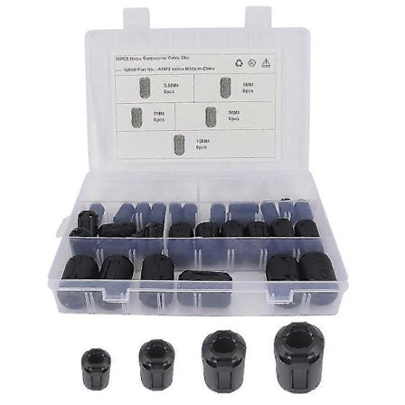 30 stk. Ferrittkjerne Ledningsring Choke Støyundertrykker Filter For Strømledning Kabel