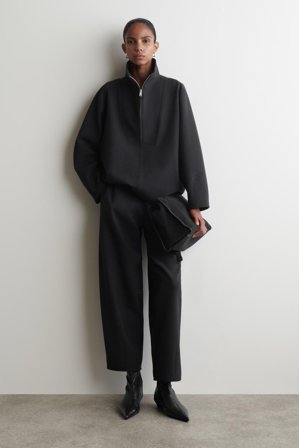 COS Women's Top De Cuello Alto Con Cremallera in Gris