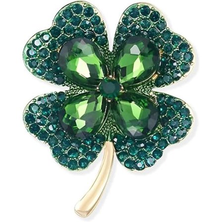 Strass Shamrock Fyrkløver Krystall Brosjenål for Kvinner