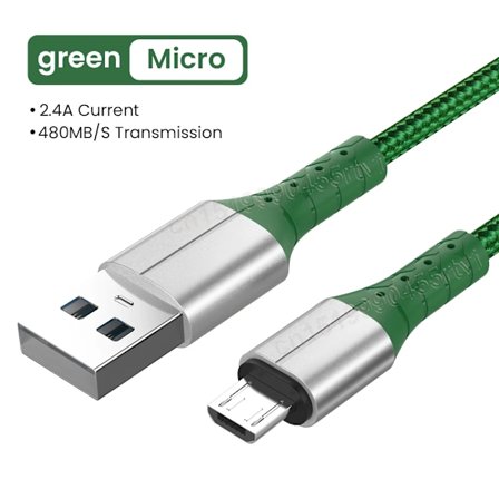 5A USB-C Nopea Lataus Datakaapeli USB-A Micro USB Type-C Puhelimen Latauskaapeli 0,3/1/1,5m Nylon Johto Xiaomi Huawei Vihreä Micro Kaapeli