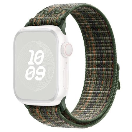 KALEBOL Apple Watch Series 49mm - 45mm - 44mm - 42mm Universal Nylon Watch Band - Mørkegrønn + Oransje