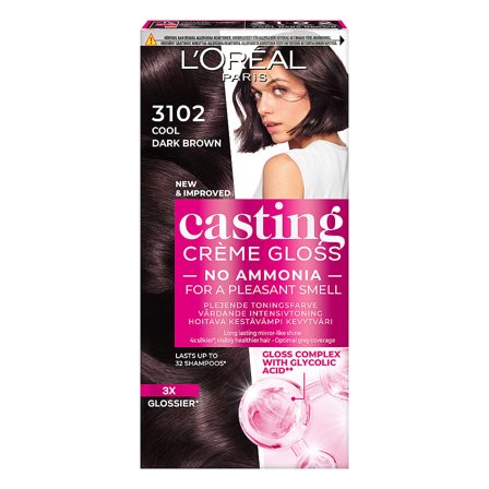 L'Oréal Paris Casting Crème Gloss Semipermanent Hårfarve 3102 Cool Dark Brown, Hår, Hårfarve, Toningsfarve