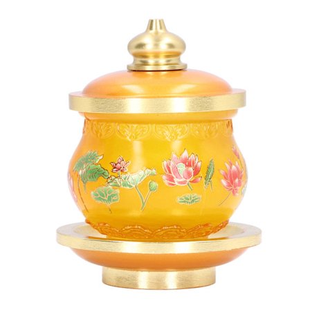 Buddha Vattenbehållare för Hemmet, Färgad Glasyr, Liten Storlek, för Familjens Bön och Hyllning, Buddhistiska Tillbehör