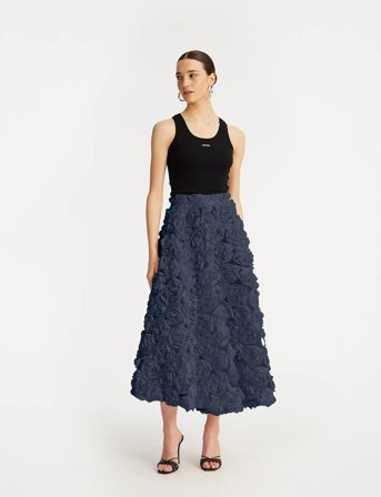 ROTATE Birger Christensen Maxi Sun Skirt - Navy - 36
