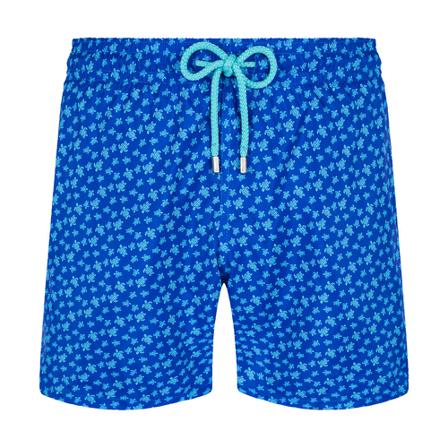 Vilebrequin Mahina Swim Short Micro Round Turtles Sea Blå, Herre Badeshorts, Størrelse: 2XL