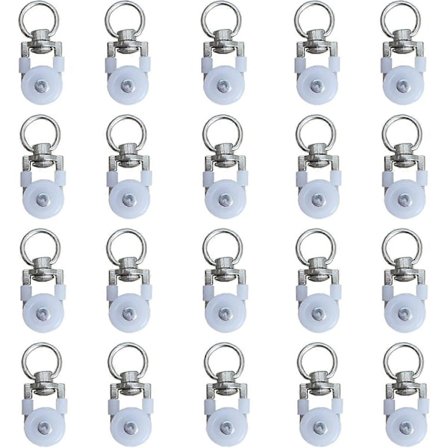 20 stk. Gardinskinne Ruller, Skinne Ruller, Gardinstang Ruller Glidere, Lydløs Trisse, Dobbelt Vinduesgardinskinne Rulle Skinne, til Vinduer Gardin T