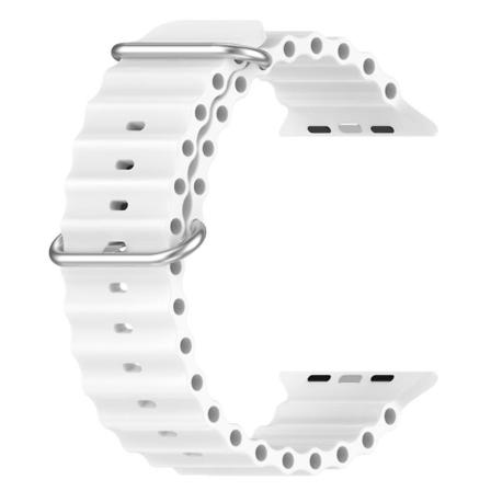 Ocean-ranneke Apple Watch -rannekkeelle 49mm 45mm 44mm 40mm 41mm 42mm 38mm Silikoni Correa Rannekoru White