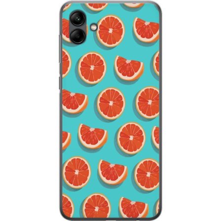 Kompatibelt Mobildeksel til Samsung Galaxy A05 Illustrert mønster med gjentatte grapefrukt skiver mot en turkis bakgrunn