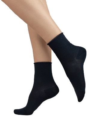 BleuForêt Ankelsocka i 97% bomull, roll-top Sockor Dam Blå 36/38