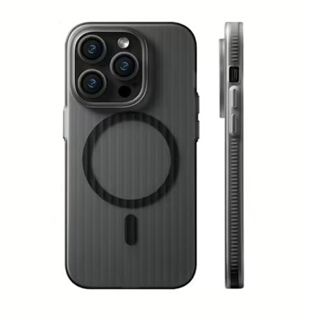 iPhone 15 Pro Max Mobilskal Korrugerad med Magsafe Rvelon - Svart