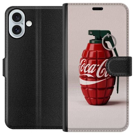 Kompatibel Tegnebogsetui til Apple Apple iPhone 16 Plus Kunstnerisk illustration af Coca Cola granatæble i rødt og grønt, pop art inspireret motiv