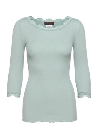 Silk T-Shirt Boat Neck Regular W/Vi Blue Rosemunde