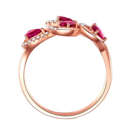 Naisten Hollow Leaf Faux Ruby tekojalokivi sormus Hääjuhla korut Lahja