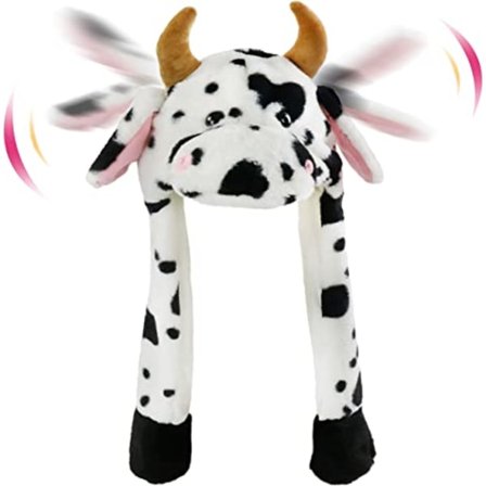 Fyldt dyrehat med ører, der bevæger sig, hoppende hat, sjov interaktiv hat,