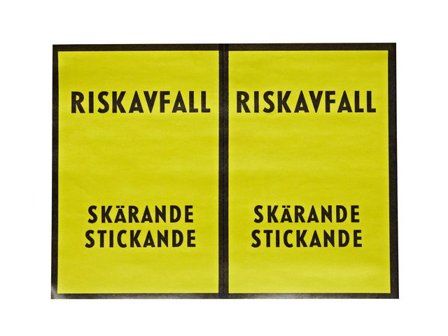 Etikett ''riskavfall'' 150mmx100mm 100/fp - Lyreco - Sjukvård och omsorg - Inredning - Riskavfallshantering
