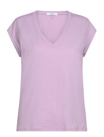 Cc Heart Basic V-Neck T-Shirt Purple Coster Copenhagen