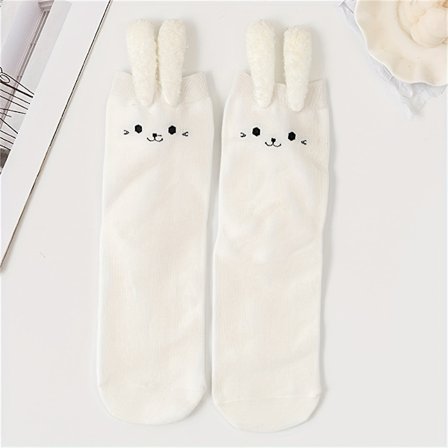Par søte kaninøre jentesokker - myke pastellankelsokker, sklisikker støping