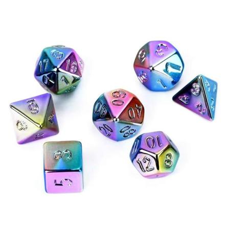 Metalltärningar 7-färgs Tärningar Set Rainbow Dice For Dungeons Kit Drago