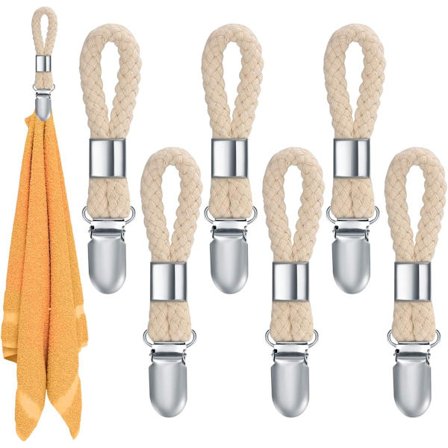 6 Håndkleklyper - Kjøkkenhåndklehenger - Håndklekrok - Håndkleklyper m/løkker - Håndkleholder for bad