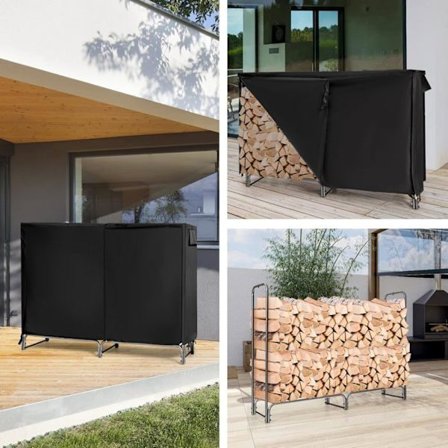 COSTWAY Ulkona Buit Bûches de Bois kanssa PVC Vesitiivis Peite ja Vetoketju 192 x 35,5 x 122,5 cm Takalle, Tulipesälle