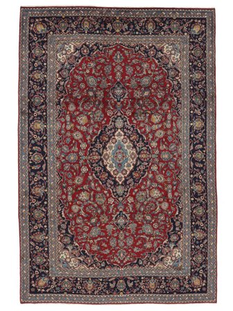 Hand Knotted Persian Keshan Rug 252X375 Black/Dark Red