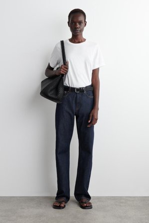 COS Women's T-Shirt Girocollo In Cotone in Bianco