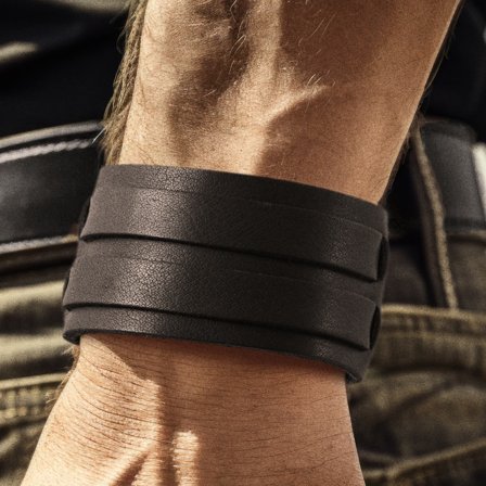Gladius | Black Full Grain Buffalo Leather Buckle Bracelet for Men - Wide bracelets