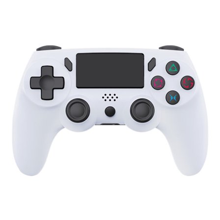 Hvid Trådløs Bluetooth Gamepad Controller med Touchpad og Mikrofon Kompatibel med PS og PC, Seks Akser Dobbelt Vibration, Bluetooth 4.0