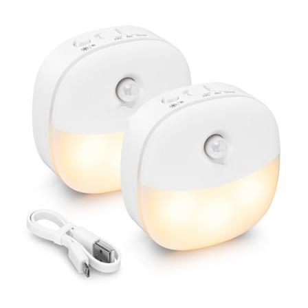 Ladattava mini-liiketunnistimen yövalo, lämmin valkoinen LED-seinä