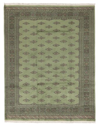 Pakistan Bokhara 2Ply Tæppe Håndknyttet 200X254 Grøn/Mørkegrøn Pakistan