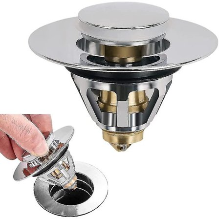 Universal håndvask Bounce Drain Filter, 35mm Push-type Pop Up Sink Drain Plug