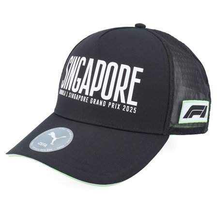 Formula One - Motor Sort trucker Kasket - F1 Logo 25 Race Special Singapore Puma Black A-Frame Trucker @ Hatstore