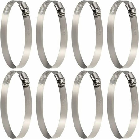 8 stk. Slangeklemmer, justerbare 91-114 mm rustfri stål slangeklemmer størrelser til fastgørelse af slanger og rør